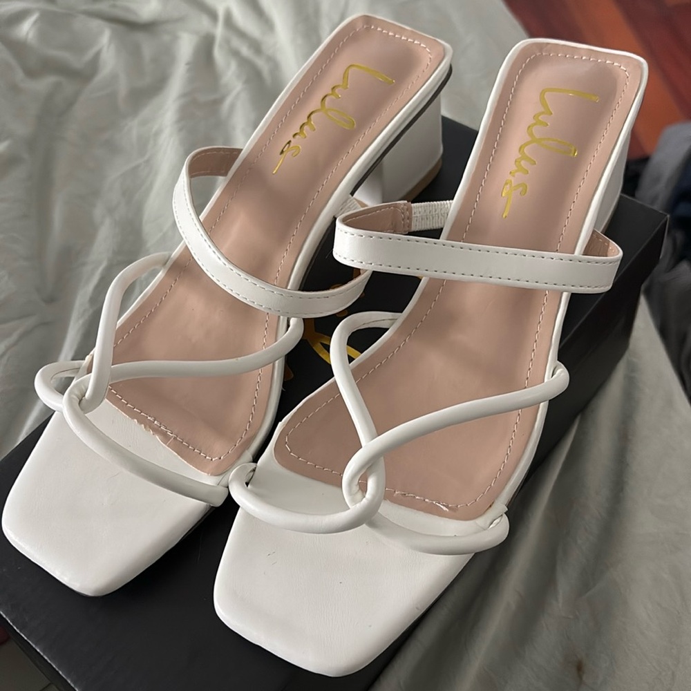 Lulus white bridal low block heels